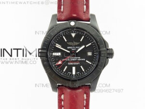 Avenger GMT DLC Black Stick Marker Textured Dial Black Inner bezel on Leather strap A2836