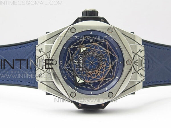 Big Bang Sang Bleu Ti WWF 1:1 Best Edition Blue Skeletonal Dial On Blue Gummy Strap Asian HB1213 V2 – Bild 3