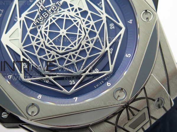 Big Bang Sang Bleu Ti WWF 1:1 Best Edition Blue Skeletonal Dial On Blue Gummy Strap Asian HB1213 V2 – Bild 5