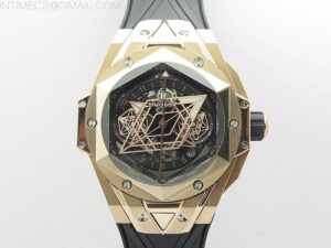 Big Bang Sang Bleu chrono RG B50 Black Skeletonal Dial On Black Gummy Strap Asian 7750