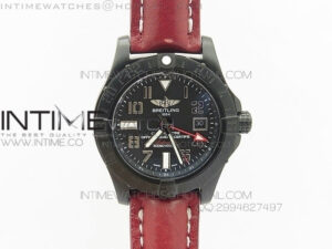 Avenger GMT DLC Black Numeral Marker Textured Dial on Leather strap A2836