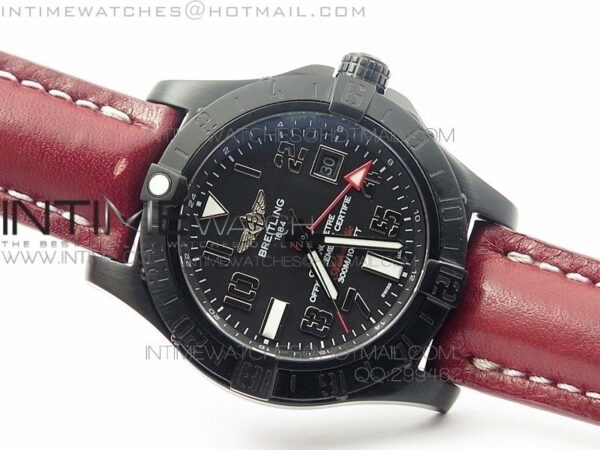 Avenger GMT DLC Black Numeral Marker Textured Dial on Leather strap A2836 – Bild 2