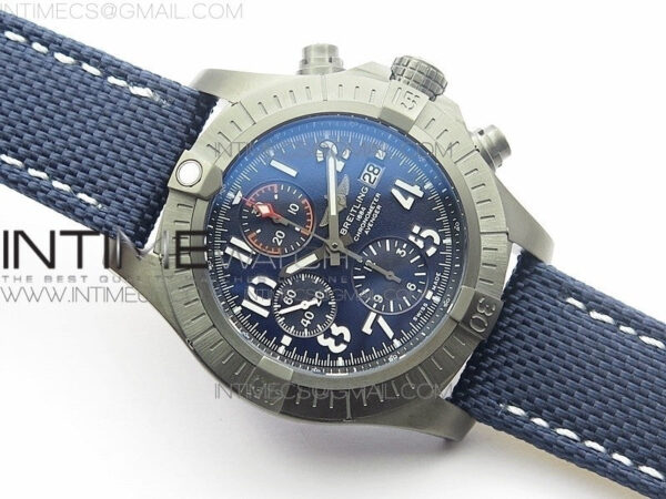 Avenger Bandit V13317 Titanium DLC B50 Best Edition Blue Dial Numbers Makers on Blue Nylon strap A7750 – Bild 2