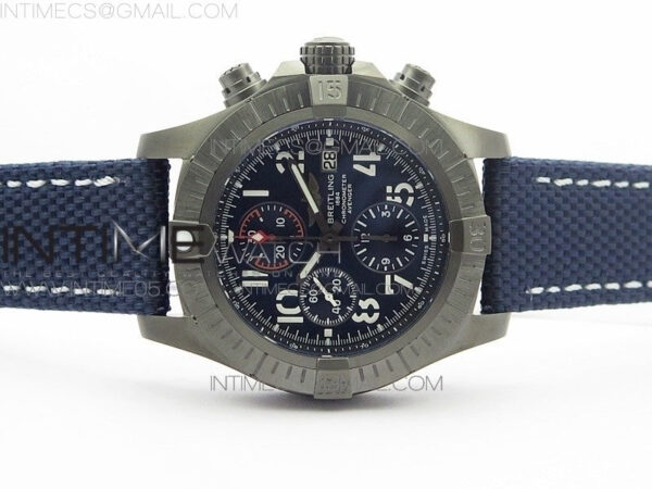 Avenger Bandit V13317 Titanium DLC B50 Best Edition Blue Dial Numbers Makers on Blue Nylon strap A7750 – Bild 3