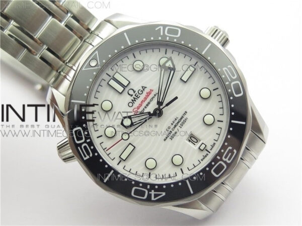 2019 SEAMASTER DIVER 300M SS VSF 1:1 BEST EDITION BLACK BEZEL WHITE DIAL ON SS BRACELET A8800 V2 – Bild 3