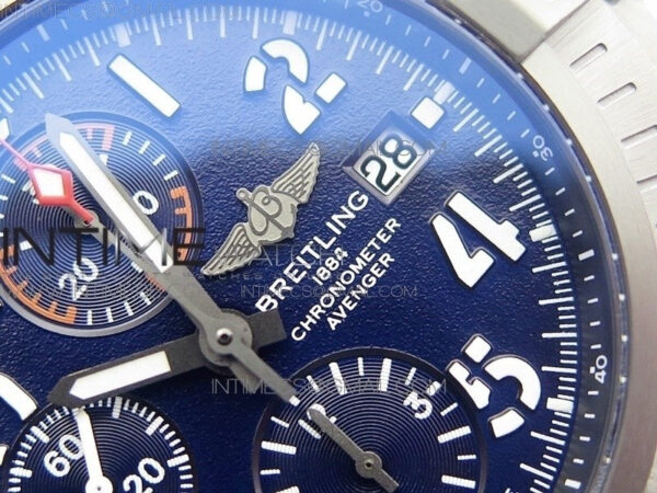 Avenger Bandit V13317 Titanium DLC B50 Best Edition Blue Dial Numbers Makers on Blue Nylon strap A7750 – Bild 5
