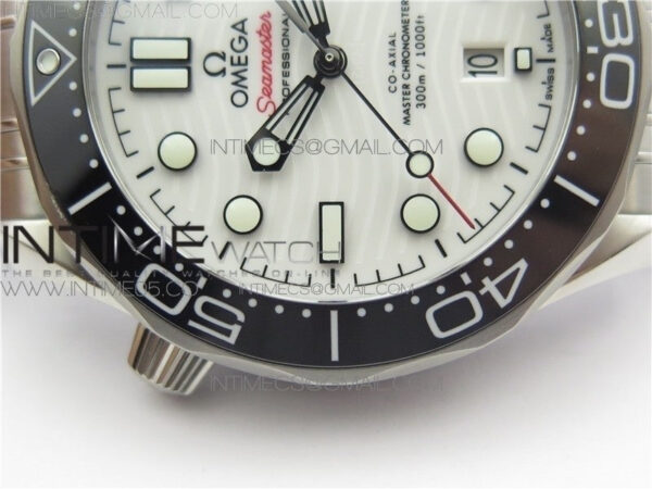 2019 SEAMASTER DIVER 300M SS VSF 1:1 BEST EDITION BLACK BEZEL WHITE DIAL ON SS BRACELET A8800 V2 – Bild 5