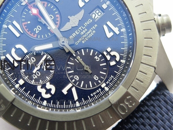 Avenger Bandit V13317 Titanium DLC B50 Best Edition Blue Dial Numbers Makers on Blue Nylon strap A7750 – Bild 6