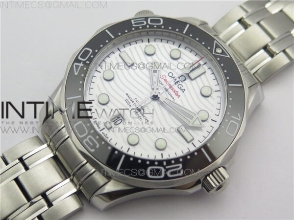 2019 SEAMASTER DIVER 300M SS VSF 1:1 BEST EDITION BLACK BEZEL WHITE DIAL ON SS BRACELET A8800 V2 – Bild 7
