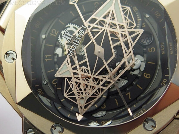 Big Bang Sang Bleu chrono RG B50 Black Skeletonal Dial On Black Gummy Strap Asian 7750 – Bild 7