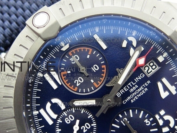 Avenger Bandit V13317 Titanium DLC B50 Best Edition Blue Dial Numbers Makers on Blue Nylon strap A7750 – Bild 8