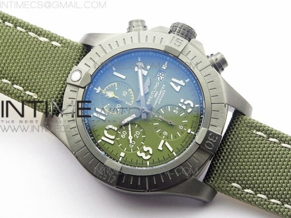 Avenger Bandit V13317 Titanium DLC B50 Best Edition Green Dial Numbers Makers on Green Nylon strap A7750 – Bild 2