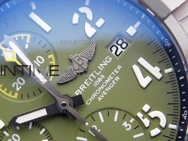 Avenger Bandit V13317 Titanium DLC B50 Best Edition Green Dial Numbers Makers on Green Nylon strap A7750 – Bild 5