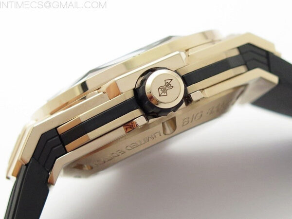 Big Bang Sang Bleu chrono RG B50 White Skeletonal Dial On Black Gummy Strap Asian 7750 – Bild 9