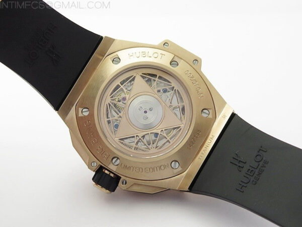 Big Bang Sang Bleu chrono RG B50 White Skeletonal Dial On Black Gummy Strap Asian 7750 – Bild 19
