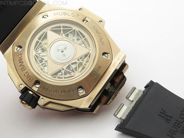 Big Bang Sang Bleu chrono RG B50 White Skeletonal Dial On Black Gummy Strap Asian 7750 – Bild 22