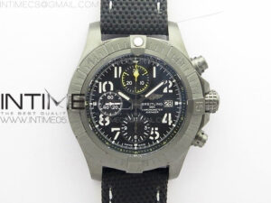 Avenger Bandit V13317 Titanium DLC B50 Best Edition Black Dial Numbers Makers on Black Nylon strap A7750