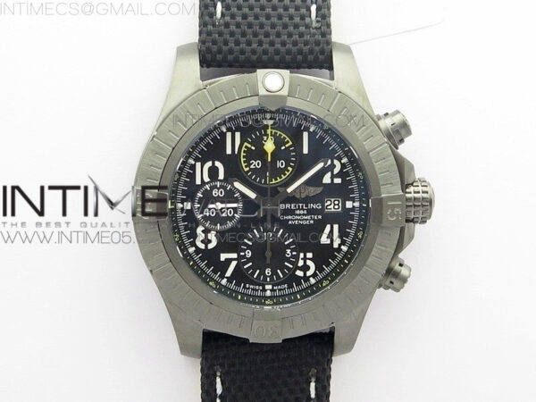 Avenger Bandit V13317 Titanium DLC B50 Best Edition Black Dial Numbers Makers on Black Nylon strap A7750