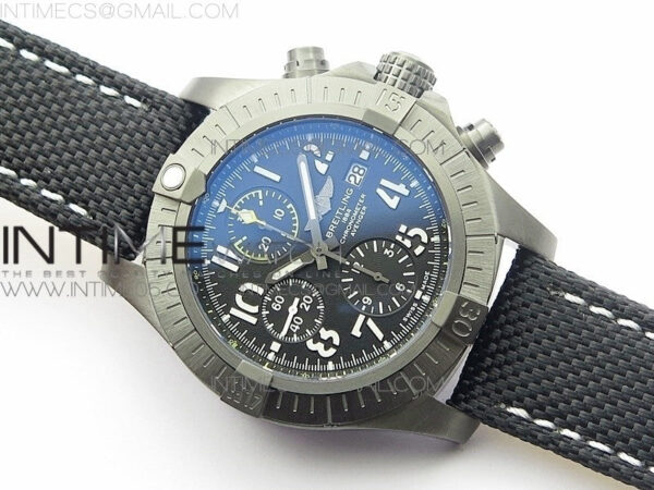Avenger Bandit V13317 Titanium DLC B50 Best Edition Black Dial Numbers Makers on Black Nylon strap A7750 – Bild 2
