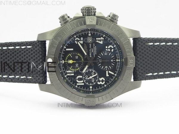 Avenger Bandit V13317 Titanium DLC B50 Best Edition Black Dial Numbers Makers on Black Nylon strap A7750 – Bild 3