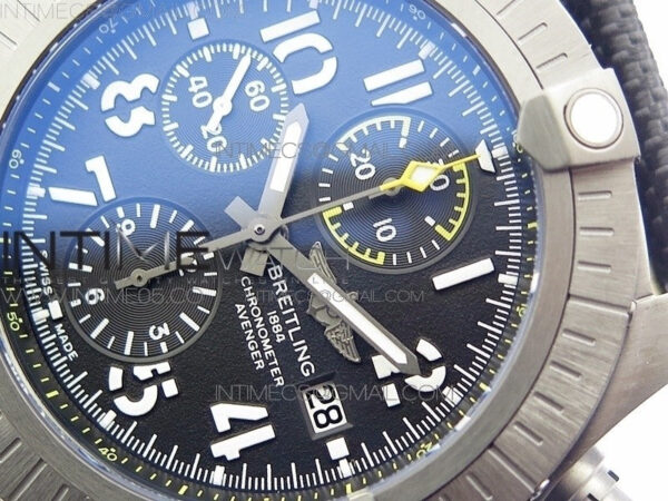 Avenger Bandit V13317 Titanium DLC B50 Best Edition Black Dial Numbers Makers on Black Nylon strap A7750 – Bild 4