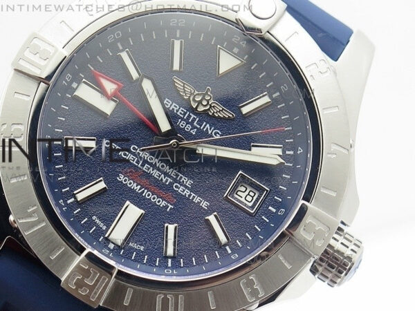 Avenger GMT SS Blue Sticks Marker Dial on Rubber strap A2836 – Bild 5