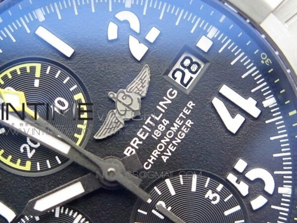 Avenger Bandit V13317 Titanium DLC B50 Best Edition Black Dial Numbers Makers on Black Nylon strap A7750 – Bild 5