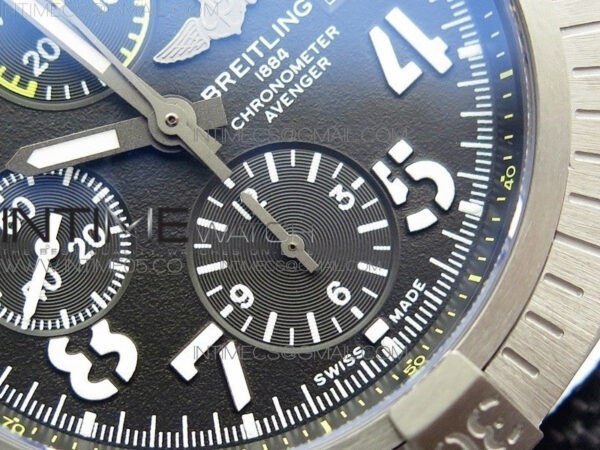 Avenger Bandit V13317 Titanium DLC B50 Best Edition Black Dial Numbers Makers on Black Nylon strap A7750 – Bild 6