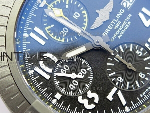 Avenger Bandit V13317 Titanium DLC B50 Best Edition Black Dial Numbers Makers on Black Nylon strap A7750 – Bild 7