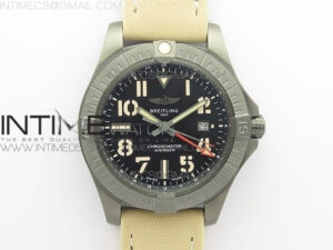 AVENGER V32395 Ti DLC 1:1 Best Edition Black Dial on Leather Strap A2824