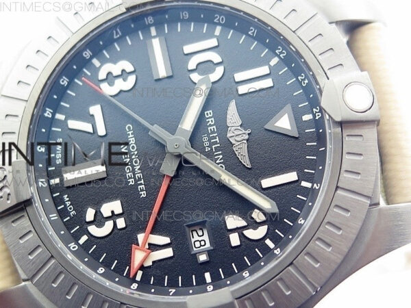 AVENGER V32395 Ti DLC 1:1 Best Edition Black Dial on Leather Strap A2824 – Bild 4