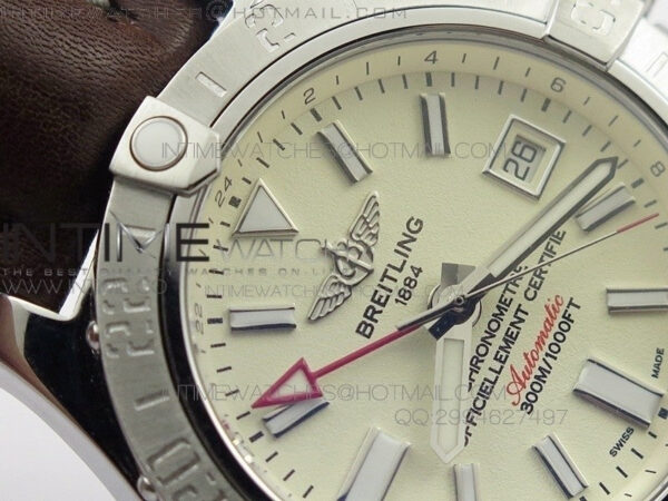 Avenger GMT SS White Stick Marker Dial on Leather strap A2836 – Bild 5