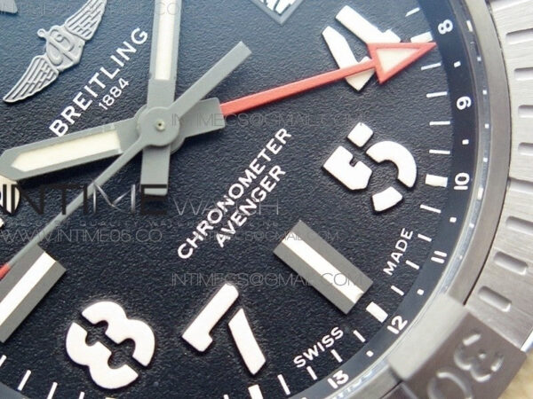 AVENGER V32395 Ti DLC 1:1 Best Edition Black Dial on Leather Strap A2824 – Bild 5