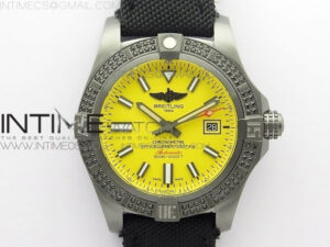 AVENGER Boutique Edition V17310 Dia Bezel Ti DLC 1:1 Best Edition Yellow Dial on Nylon Strap A2824