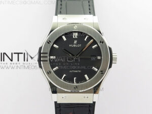Classic Fusion 42mm SS B50F Black Dial On Black Gummy Strap A2892