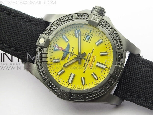 AVENGER Boutique Edition V17310 Dia Bezel Ti DLC 1:1 Best Edition Yellow Dial on Nylon Strap A2824 – Bild 2
