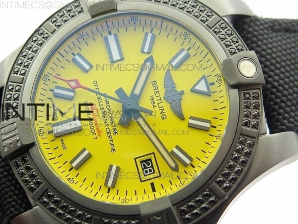 AVENGER Boutique Edition V17310 Dia Bezel Ti DLC 1:1 Best Edition Yellow Dial on Nylon Strap A2824 – Bild 4