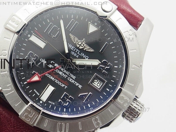 Avenger GMT SS Black Numeral Marker Dial on Leather strap A2836 – Bild 5