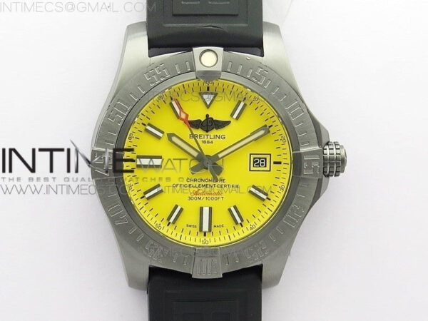 AVENGER Boutique Edition V17310 Ti DLC 1:1 Best Edition Yellow Dial on Rubber Strap A2824