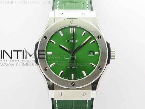Classic Fusion 42mm SS B50F Green Dial On Green Gummy Strap A2892