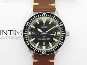 Vintage Seamaster 300 No Date T SS B12 Black Dial On Brown Leather Strap A-2836 (Free Nylon Strap)