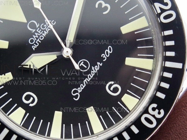 Vintage Seamaster 300 No Date T SS B12 Black Dial On Brown Leather Strap A-2836 (Free Nylon Strap) – Bild 5