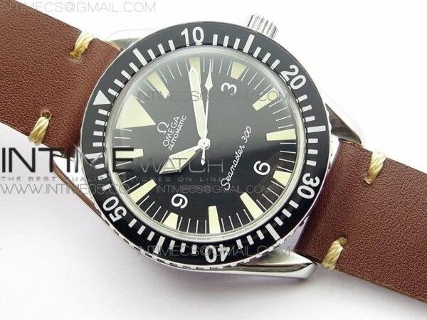 Vintage Seamaster 300 No Date SS B12 Black Dial On Brown Leather Strap A-2836 (Free Nylon Strap) – Bild 2