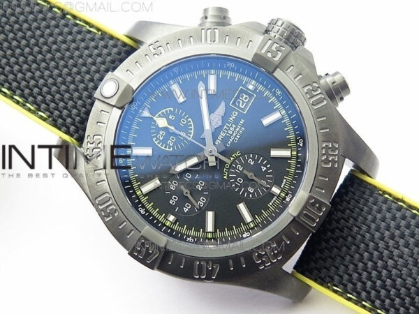 Avenger Bandit Titanium DLC B50 Best Edition Black Dial on Black/Yellow Gummy strap A7750 – Bild 2