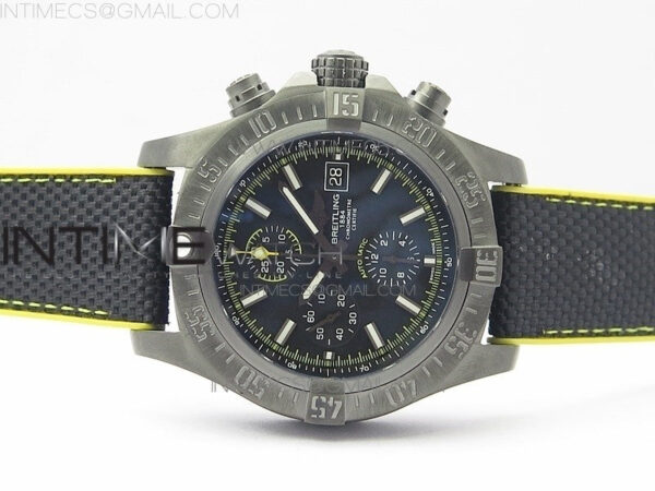Avenger Bandit Titanium DLC B50 Best Edition Black Dial on Black/Yellow Gummy strap A7750 – Bild 3