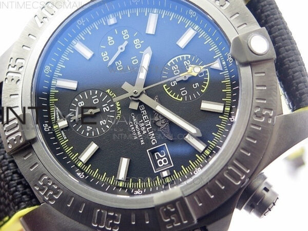 Avenger Bandit Titanium DLC B50 Best Edition Black Dial on Black/Yellow Gummy strap A7750 – Bild 4