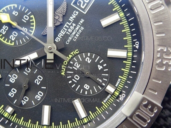 Avenger Bandit Titanium DLC B50 Best Edition Black Dial on Black/Yellow Gummy strap A7750 – Bild 5