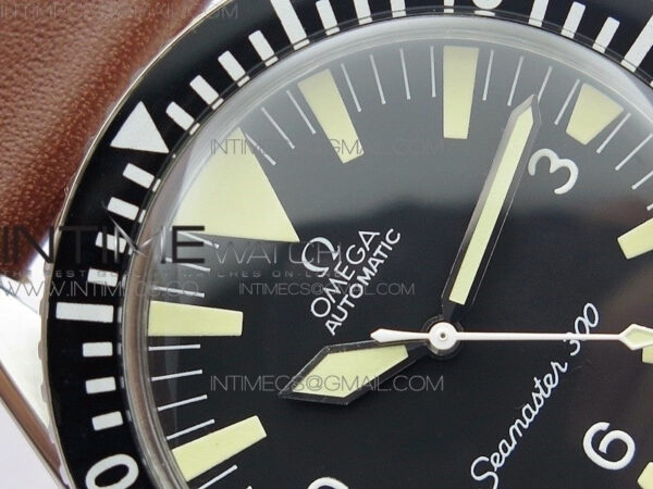 Vintage Seamaster 300 No Date SS B12 Black Dial On Brown Leather Strap A-2836 (Free Nylon Strap) – Bild 6