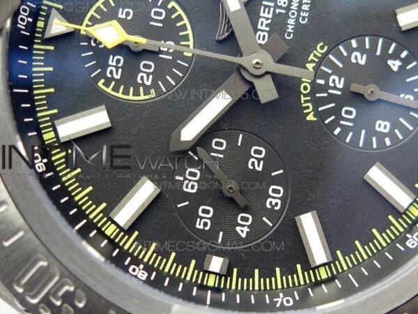 Avenger Bandit Titanium DLC B50 Best Edition Black Dial on Black/Yellow Gummy strap A7750 – Bild 7