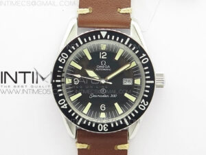 Vintage Seamaster 300 Date T SS B12 Black Dial On Brown Leather Strap A-2836 (Free Nylon Strap)